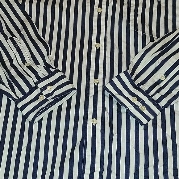 Men's Tommy Hilfiger Blue and White Casual Button Down Shirt - Picture 4 of 6
